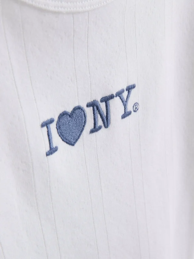 7–15 år | T-shirt med broderat ”I Love New York”