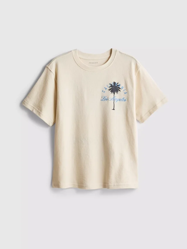 7–15 år | T-shirt med palmmotiv och struktur