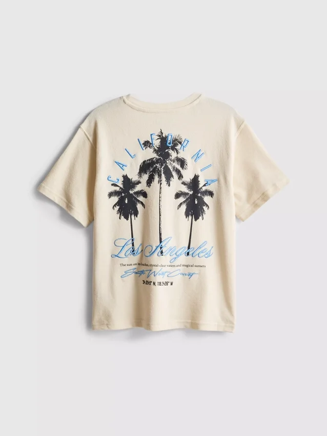 7–15 år | T-shirt med palmmotiv och struktur