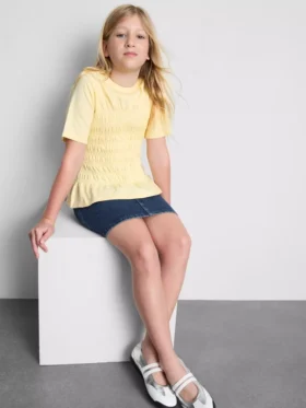 7–15 år | T-shirt med rynkad peplum