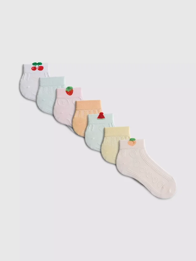 7-pack fruktmönstrade ankelstrumpor