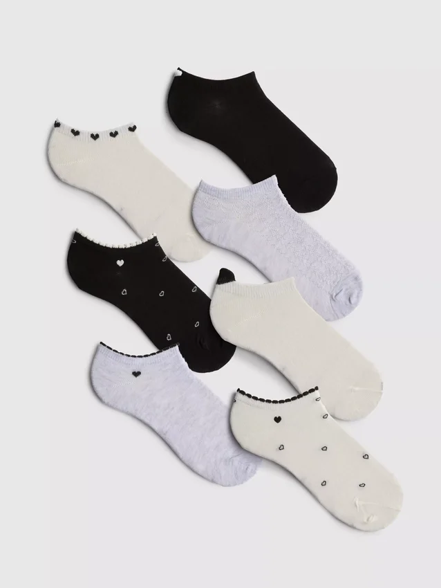 7-pack hjärtmönstrade sneakerstrumpor