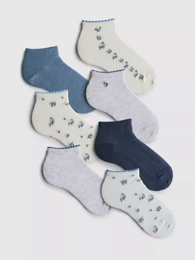 7-pack sneakerstrumpor med småmönster