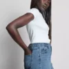 A-linjeformade shorts i bomullsdenim