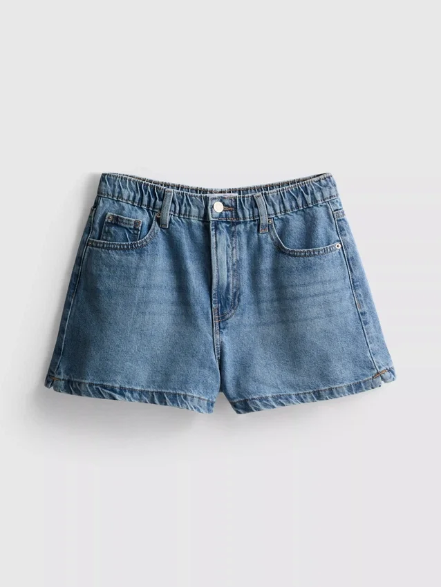 A-linjeformade shorts i bomullsdenim