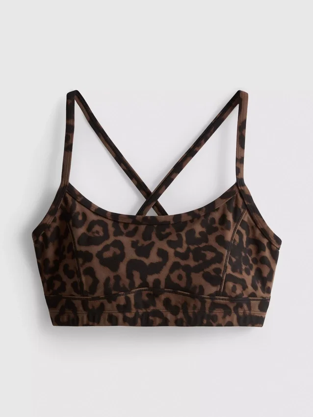 Aktiv kort topp med leopardmönster och racerback