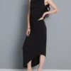 Asymmetrisk midikjol i jersey