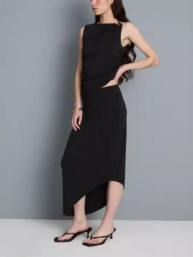 Asymmetrisk midikjol i jersey
