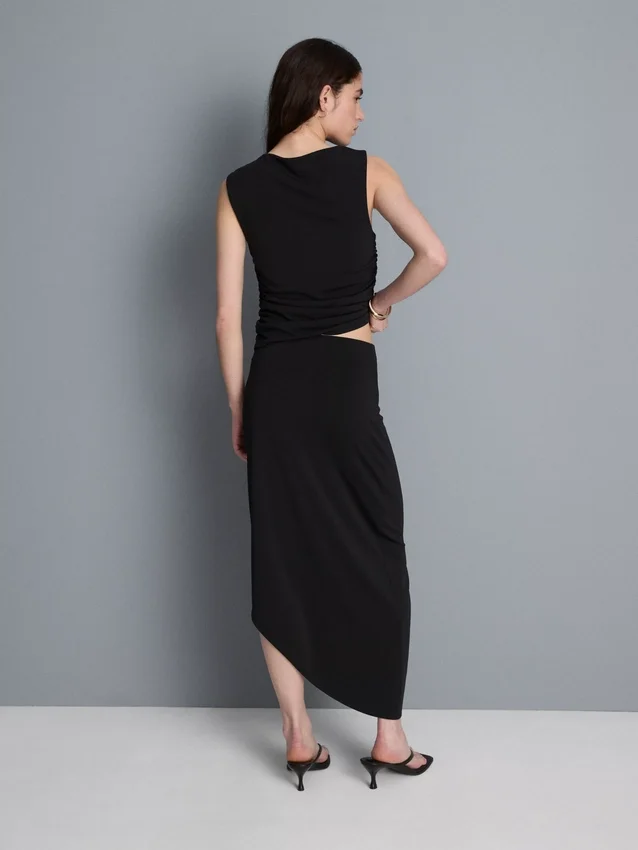 Asymmetrisk midikjol i jersey
