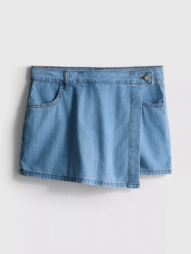 Asymmetrisk skort i bomullsdenim