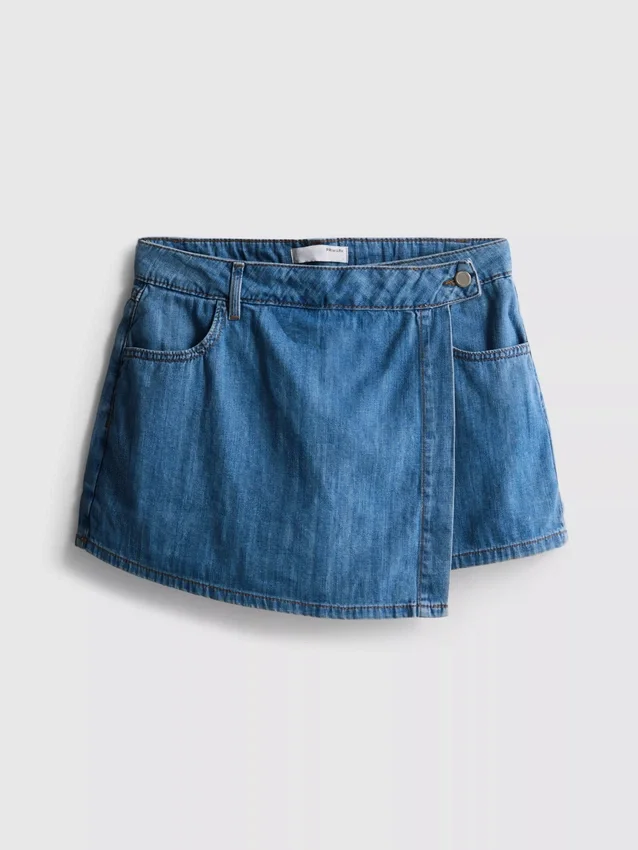 Asymmetrisk skort i bomullsdenim