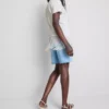 Asymmetrisk T-shirt i bomull med fransar