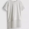 Asymmetrisk T-shirt i bomull med fransar