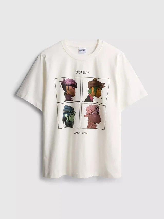 Avslappnad Gorillaz-T-shirt med musikmotiv