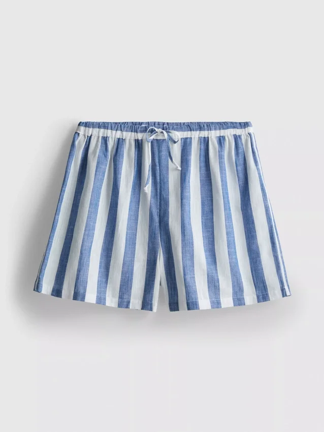 Avslappnade randiga strandshorts i bomull