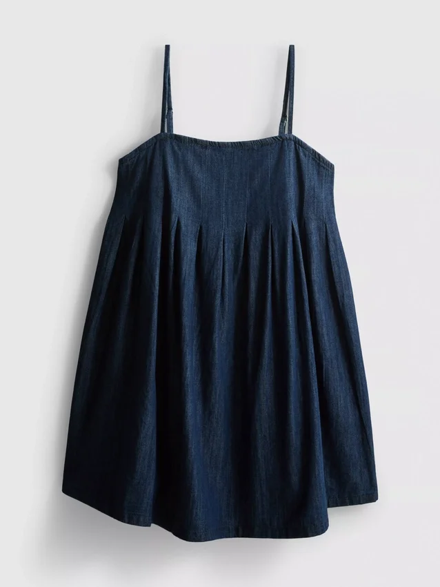 Babydoll-miniklänning i bomullsdenim