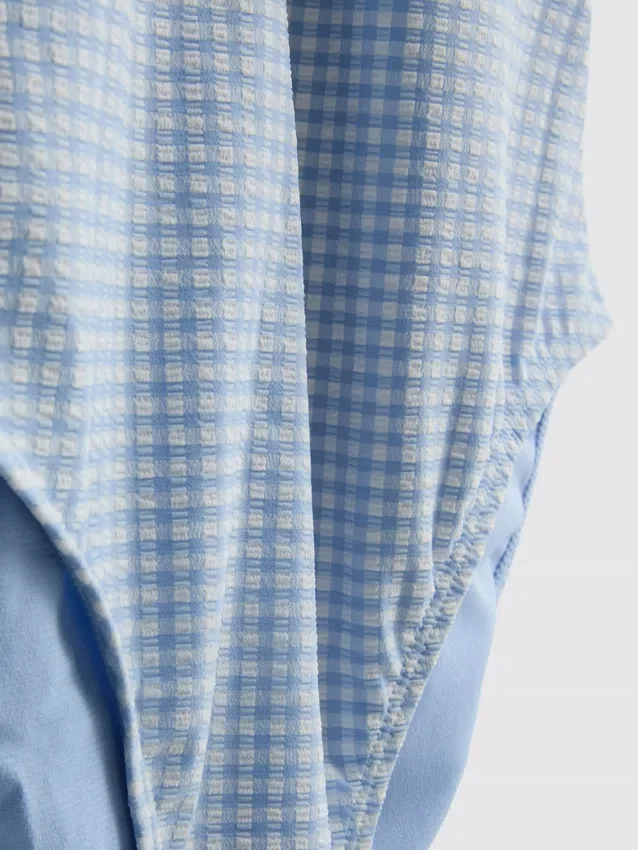 Baddräkt med volanger i gingham