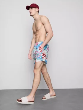 Badshorts med blommigt graffitimönster