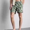 Badshorts med blommönster och dragsko