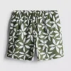 Badshorts med blommönster och dragsko