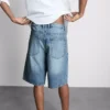 Baggy-jeansshorts med medelhög midja