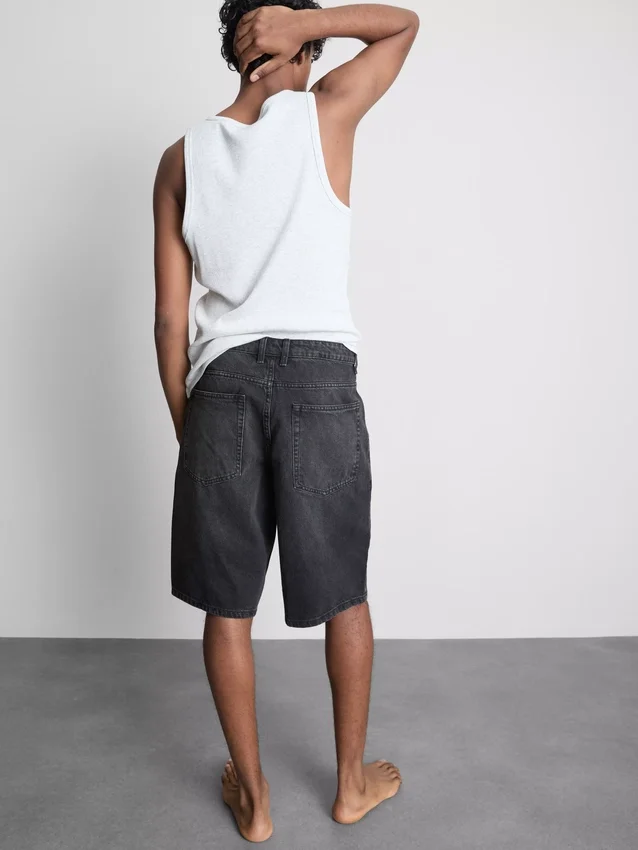 Baggy-jeansshorts med medelhög midja