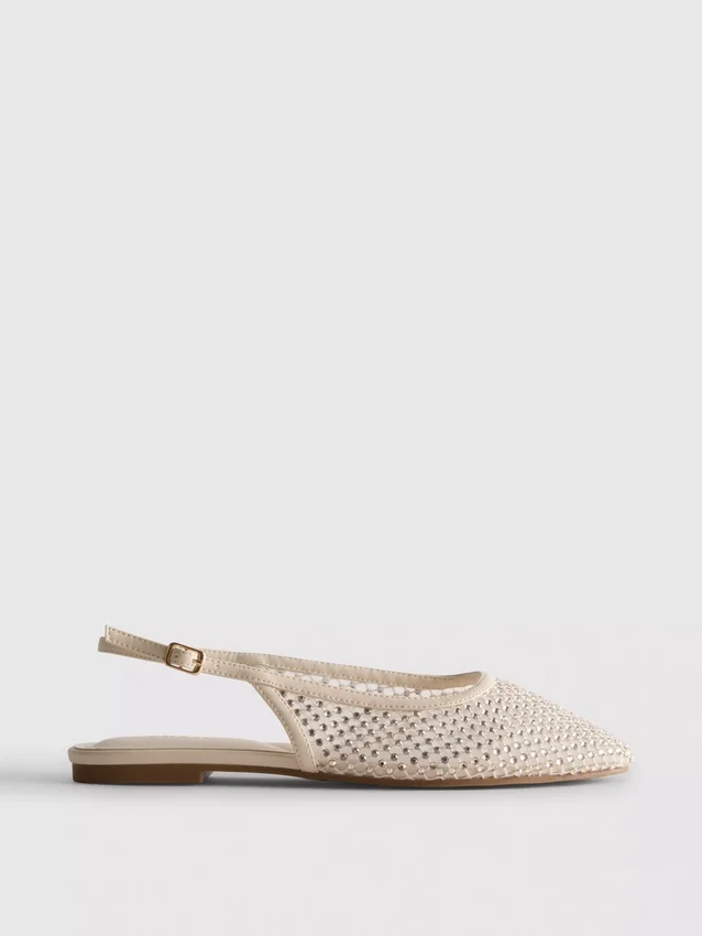 Ballerinaskor med strass och hälrem