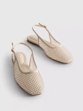 Ballerinaskor med strass och hälrem