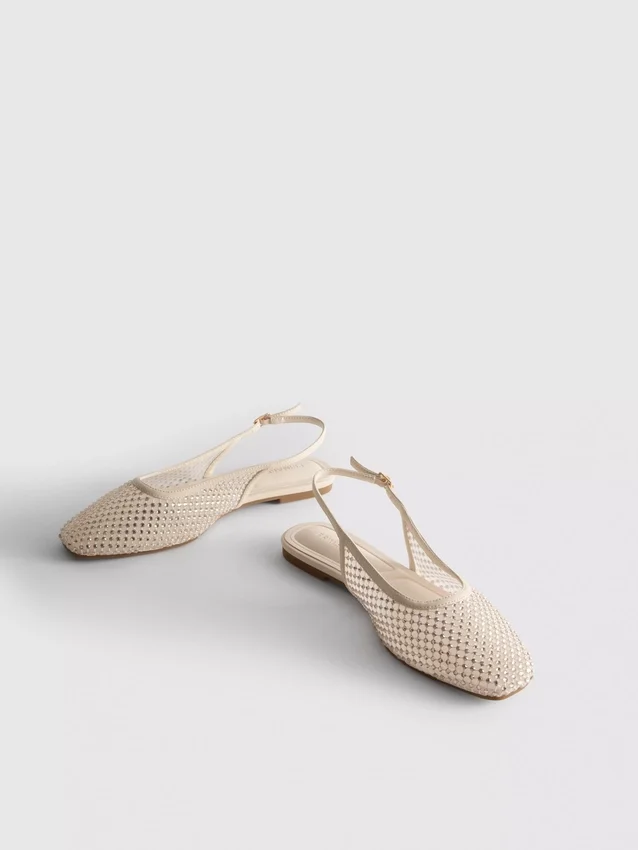 Ballerinaskor med strass och hälrem