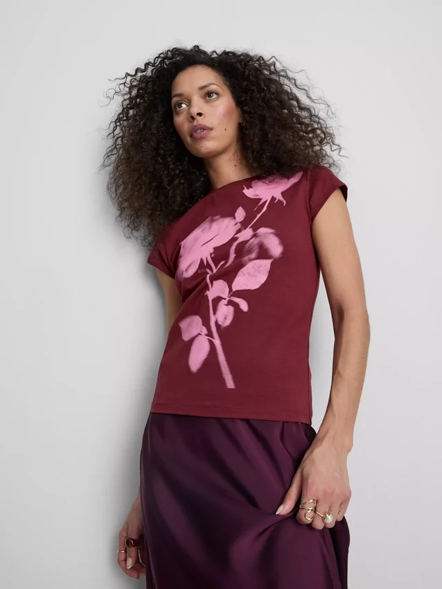 Barn-T-shirt i bomull med blommönster