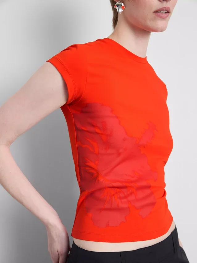 Barn-T-shirt i bomull med blommönster