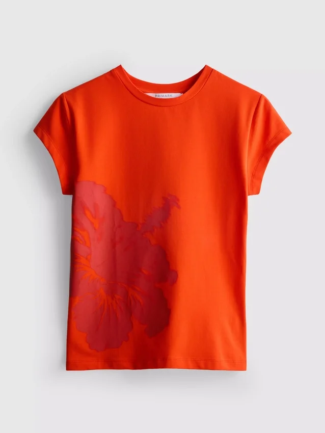 Barn-T-shirt i bomull med blommönster