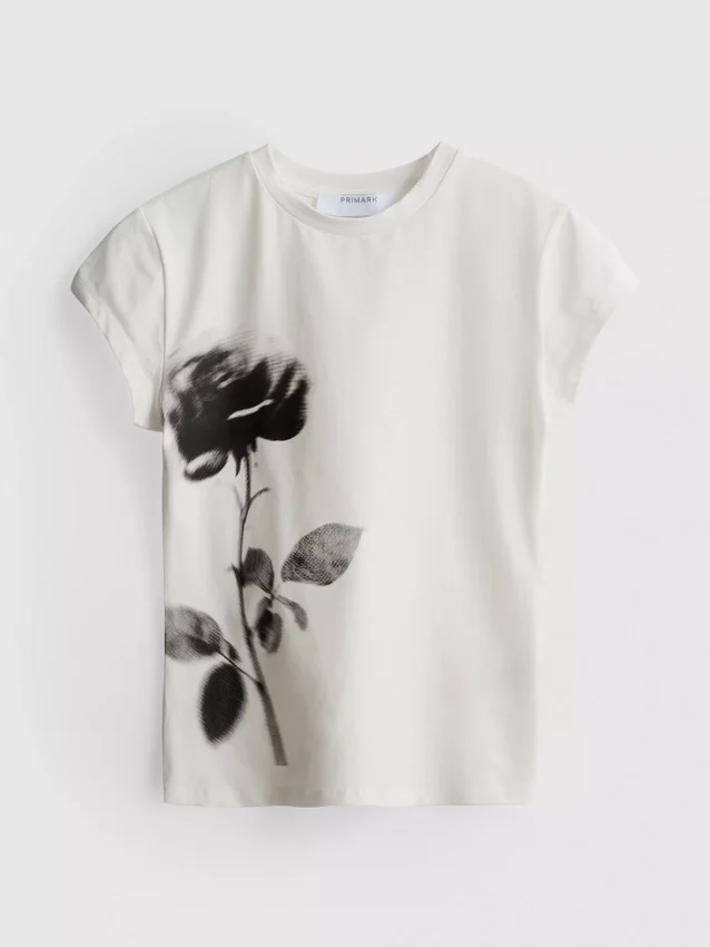 Barn-T-shirt i bomull med blommönster