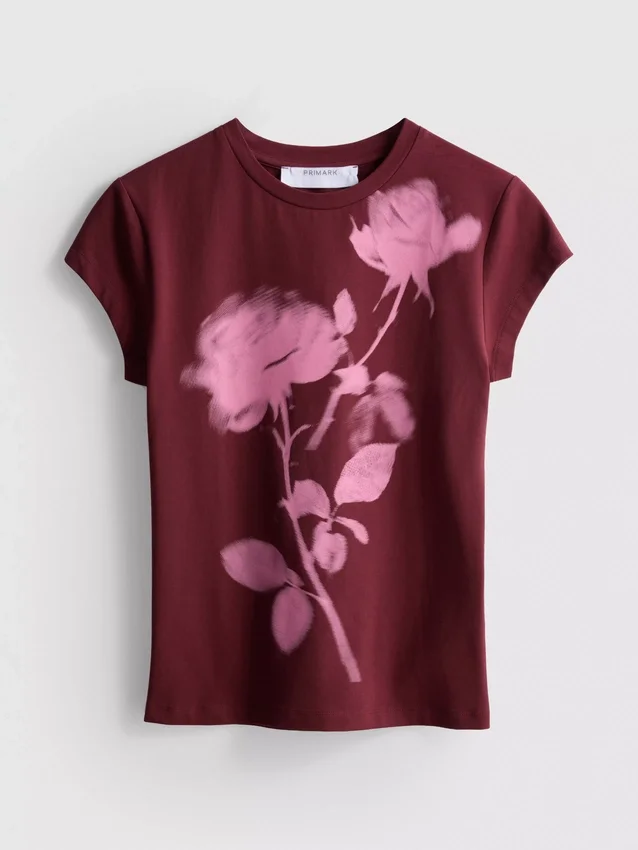 Barn-T-shirt i bomull med blommönster