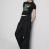 Barn-T-shirt i bomullsrik Green Day-modell med rynkad detalj