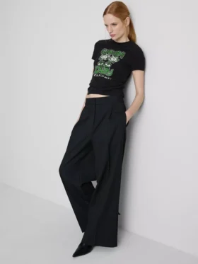 Barn-T-shirt i bomullsrik Green Day-modell med rynkad detalj