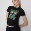 Barn-T-shirt i bomullsrik Green Day-modell med rynkad detalj
