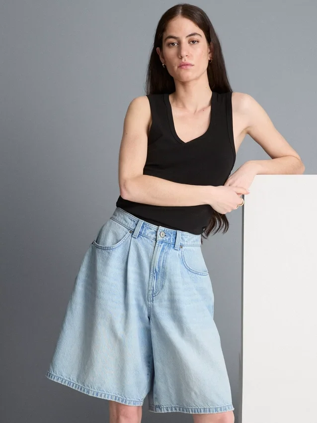 Bermudashorts i bomullsdenim
