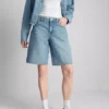 Bermudashorts i denim med råkant