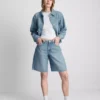 Bermudashorts i denim med råkant
