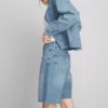 Bermudashorts i denim med råkant