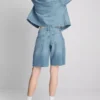 Bermudashorts i denim med råkant