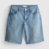 Bermudashorts i denim med råkant