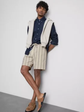 Bermudashorts med strukturerade ränder