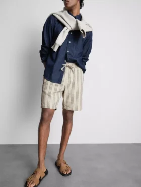 Bermudashorts med strukturerade ränder