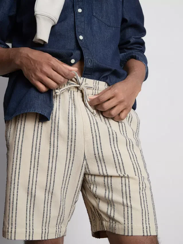 Bermudashorts med strukturerade ränder
