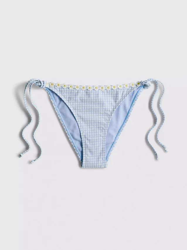 Bikinibottnar i gingham med daisy-kant