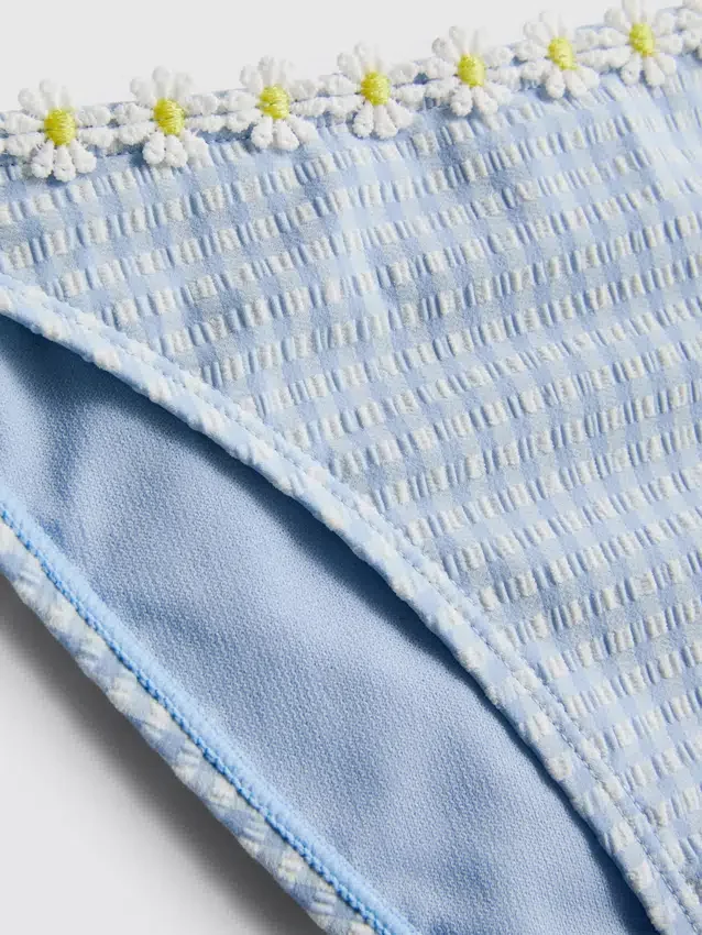 Bikinibottnar i gingham med daisy-kant