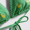 Bikinitopp i gingham med bananbroderi