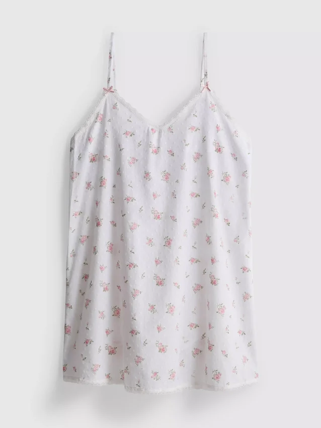 Blommig bomulls-dobby-chemise